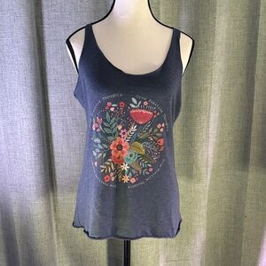 Floral Graphic Tank with Positive Message